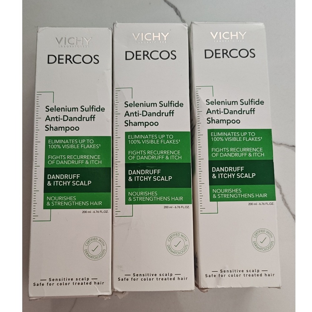 Vichy Dercos Anti-Dandruff Shampoo Unisex 6.76oz 3pk Selenium Sulfide 0.6%